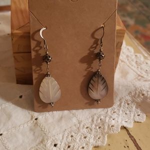 Mother of Pearl Leaf Dangle Earrings